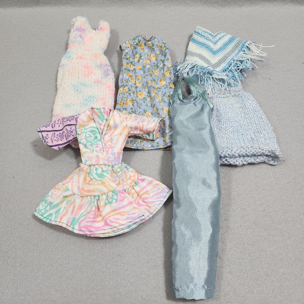 Handmade Sewn, Crocheted And Knitted Barbie Clothes - 6pieces - 5 Outfits (A)